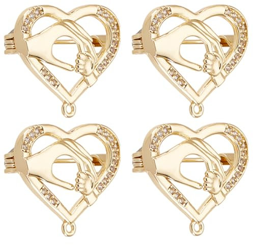 Beebeecraft 1 boîte de 6 Broches en Forme de Cœur en Laiton Plaqué Or 18 carats avec Cœur en Zircone Cubique avec Broche à Main pour la Fête des Mères Fabrication de Bijoux Loisirs Créatifs