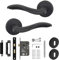 Decoranddecor Solace Black Internal Door Handles – Aluminium Handle Sets with Lock and Keys – Sleek and Durable Design for Wooden Interior Doors in Bedrooms, Bathrooms, and Offices
