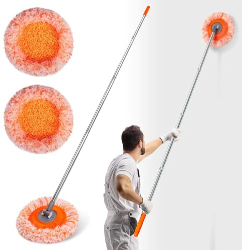 Keyloland Mopa de pared, limpiador de pared Primium de 68 pulgadas, limpiador de zócalos, herramienta de limpieza de zócalos de grado profesional con asa, trapeador de polvo, herramientas de limpieza