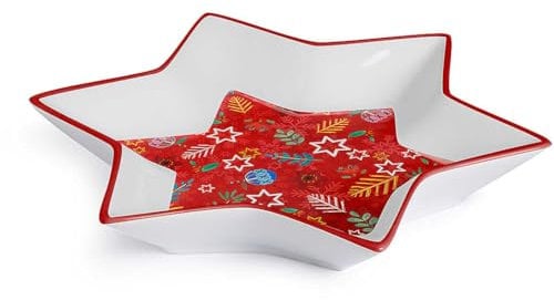 Vassoio natalizio di Egan a forma di stella, di colore rosso. Misura 21cmx21cm. La referenza è: 120078