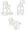 Lot de 3 emporte-pièces en forme de fesses de chat, emporte-pièces en plastique durable pour enfants, 3 types de moules imprimés, emporte-pièce en plastique #3 pièces