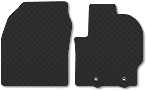 Fits Toyota Yaris (2020+) [Full Hybrid] 3mm Rubber Car Floor Mats | Tailored Fit Carpet Floor Mats non Slip Black Trim Full Coverage Compatible Accessory Front Rear Anti Slip Granulated Backing