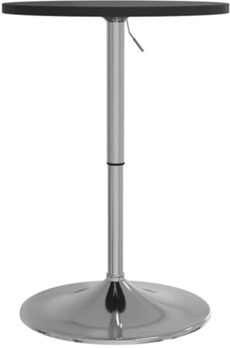 vidaXL Bartisch, Stehtisch Höhenverstellbar, Bistrotisch Rund, Partytisch Tresentisch Tisch, Schwarz Holzwerkstoff Verchromter Stahl