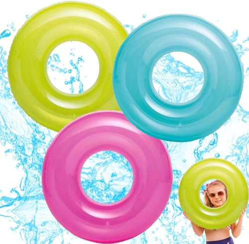 1 anello da nuoto gonfiabile, trasparente, 30 (76 cm), gonfiabile, galleggiante, acqua per 6 – 12 anni, adulti, bambini, estate, piscina, spiaggia, attività all'aperto