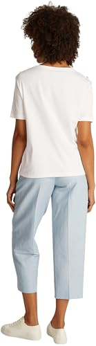 Tommy Hilfiger Damen T-Shirt Kurzarm Stripe Gold mit Knöpfen, Weiß (Ecru), XS