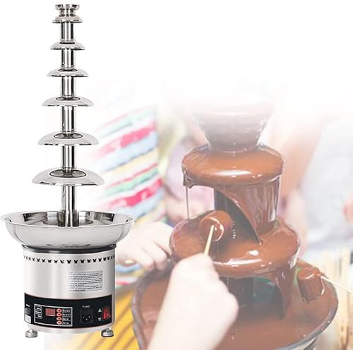 RayGenius Chocolate Fountain Machine with Temperature Control - Ideal for Parties, Restaurants and Weddings with Large Capacity Commercial Fondue Waterfalls。,4Layers