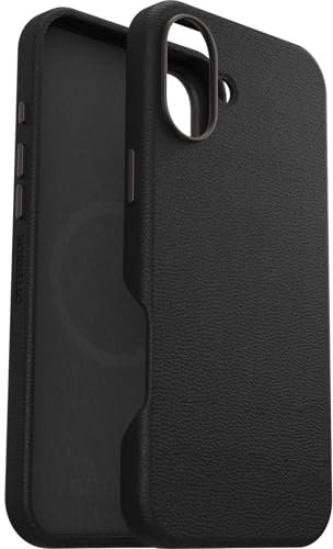 OtterBox Symmetry Series Cactus Leather MagSafe Case for iPhone 16 Plus, Shockproof, Drop proof, Protective Thin Case, 3x Tested to Military Standard, Black