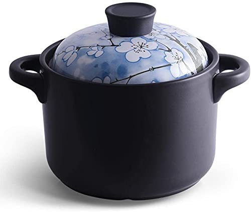 LLMTYO Cocotte en céramique Marmite en Terre Cuite Cocotte en céramique - Chauffage Uniforme et Rapide, écologique et économe en énergie, Durable et Facile à Nettoyer, Bleu 3,5 L