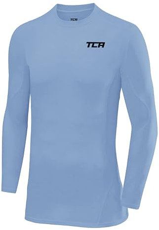 TCA Boys' SuperThermal Compression Base Layer Football Running Top Long Sleeve Thermal Under Shirt - Ice Blue, 8-10 Years
