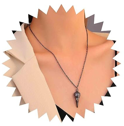 Inilbran Punk Corona Cabeza Collar Colgante Vintage Corona Cráneo Collar Gargantilla Negro Cuervo Collar Ajustable Animal Cuervo Cadena Collar De Joyería Para Las Mujeres
