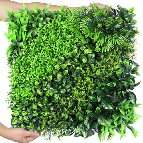 Premium-Graswandpaneele, 50,8 x 50,8 cm, grüne Hintergrundplatten, künstliche grüne Pflanzen-Wanddekoration mit UV-Schutz für Außen/Innenbereich, künstlicher Sichtschutz-Heckenzaun für Garten und