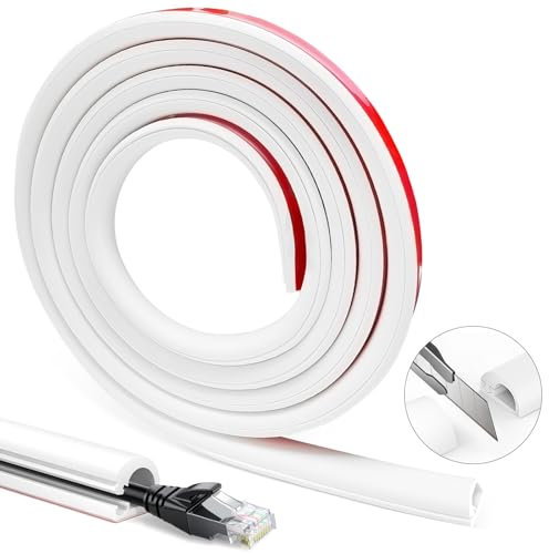 Kabelkanal Weiß Selbstklebend, 6m Selbstklebende Flexibel Kabelabdeckung, Kabelkanal Wand für Montage an der Wand für Büros,Hotels Usw