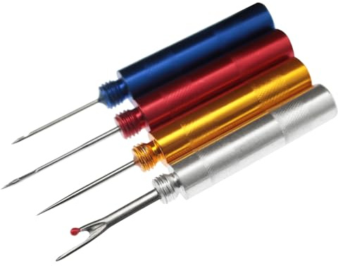 yyangz 4PCS Stainless Steel Mini Leather Awl Sewing Bag Sole Repair Crochet Hook Wooden Shank Leather Sewing Awl for Sewing DIY Hand Sewing Garment Punching