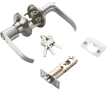 GkgWuxf Door Lock with Key - Ball Door Handle Lock Set | Door Handle Lock Interior Bedroom Room Bathroom Three-Bar Lock with 3 Keys for Home