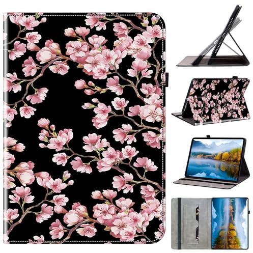 DayQiQiPu PU Leather Case for Amazon Fire HD 8 (8 Inch, 6th/7th/8th Generation, 2016/2017/2018 Release) Plum Blossom Pattern Flip Tablet Case Card Slot Stand Protection Cover 01