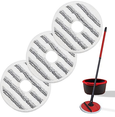 GFRED 3Pcs Mop Pads Replacement Microfiber Compatible With Vileda Spin and Clean Floor and Bucket Mop Head Refills For Cleaning Floor (Grey)