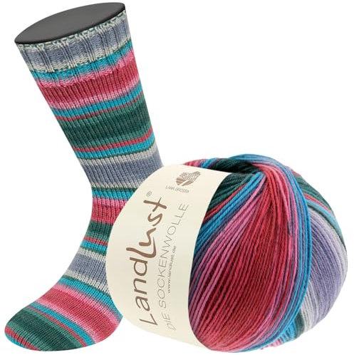 LANA GROSSA Landlust die Sockenwolle | Garn aus Merinowolle in verschiedenen Farben | Handstrickgarn aus 80% Schurwolle (Merino) & 20% Polyamid | 100g Wolle zum Stricken & Häkeln | 420m Garn FB126
