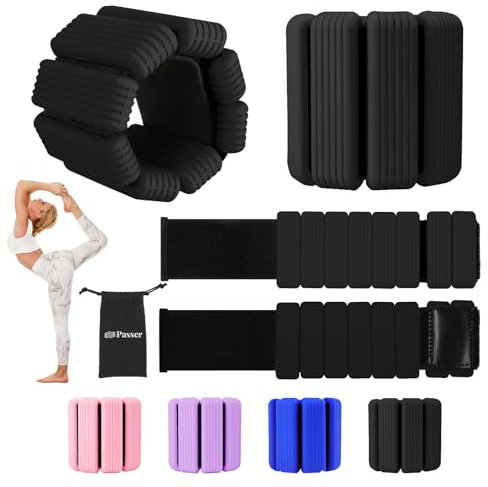 Poids pour Cheville et Poignet Réglables pour Hommes et Femmes Lot de 2 (0,5 kg chacun) - 1 kg Bracelet Lesté Portables pour Yoga, Danse, Pilates, Aérobic, Marche, Natation - Noir