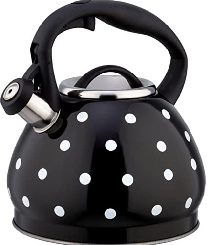 Bouilloire pour plaque de cuisson à gaz, Bouilloire sifflante théière sifflante bouilloire à eau bouilloire bouillante avec poignée isolante thermique théière(Black)