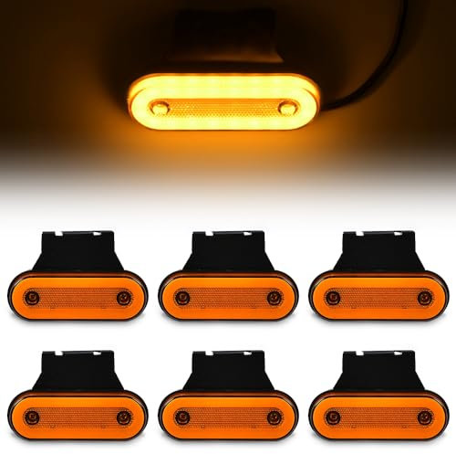HOVCEH Feux de Gabarit LED 12V / 24V, 6Pcs LED Feux de Marquage Latéral, Feux de Position Lumière Universel avec Supports en Caoutchouc pour Remorque Camion RV Caravan (Jaune)