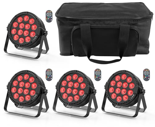 DayFlicker 4PCS 84W RGBW LED Par Scheinwerfer Mit Tasche, Party Beleuchtung mit Fernbedienung, Bühnenlicht DJ Lichter DMX 4/8CH für Hochzeit Festivals Club