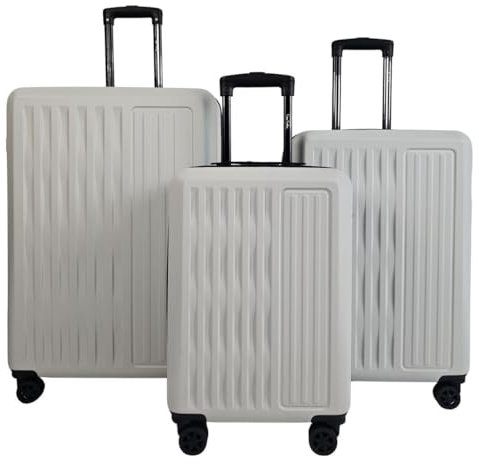 Infinity Leather White ABS Hard Shell Suitcase Luggage Set Hard Side Travel Carry on Cabin Bag