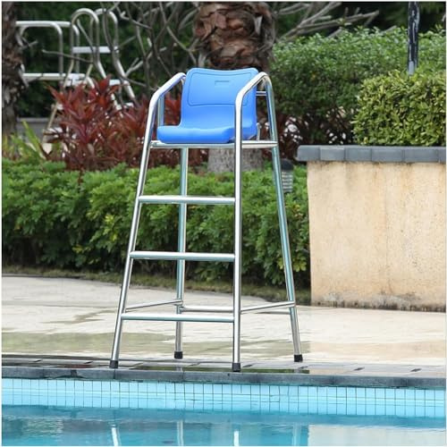 Escalera de piscina alta con agujero para paraguas, silla salvavidas desmontable para piscinas, playas, jardines y patios traseros, y asiento versátil al aire libre