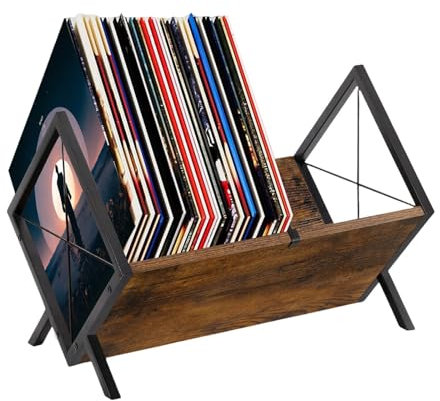 Contenitore per dischi in vinile, 1 ripiano in legno con divisorio regolabile, libro e piastra in vinile, supporto per dischi in vinile, organizzatore per CD, album, riviste, libri