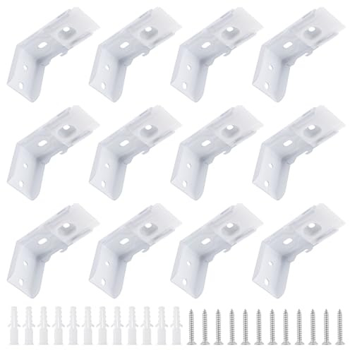 UFURMATE 12 x Zebra-Schattierungen, L-Halterung, weiß, Metall, für Fensterrollos, Halterung, Befestigung, Hardware, Wandmontage, Jalousien, Kopfschienenhalter (Innen- und Außenmontage)