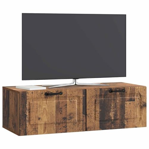 vidaXL Wandmontierter TV-Schrank Altholz 98 x 41 x 30 cm Holzwerkstoff, Wohnzimmermöbel, moderner TV-Ständer, viel Stauraum, funktionale Medien-Einheit, platzsparendes Design