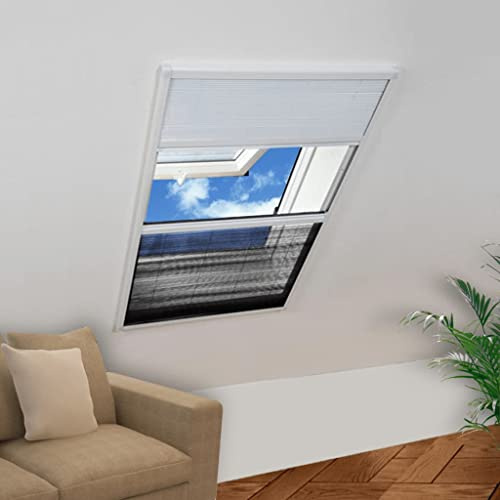 Teenpull Plisse Mosquitera para ventana con persiana de aluminio, 160 x 80 cm, mosquitera para claraboya, balcón y terraza, mosquitera con cortable