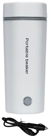 Tasse chauffante pour voiture - Garde le lait au chaud - Doublure en acier inoxydable 304 - Gobelet étanche - 12 V - Blanc - 210 x 80 x 71 mm