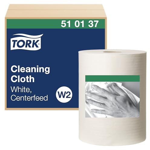 Tork 510137 Cleaning Cloth, Centerfeed, 1-Ply, 12.6 Width x 416.6' Length, 9.84 Roll Diameter, White (Case of 1 Roll)