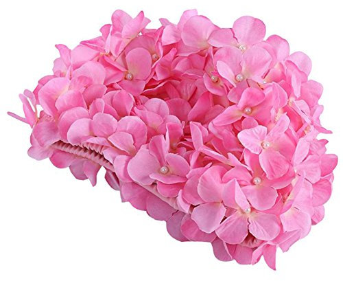 Doubleer Femmes Fleurs Casquette Bonnet Maillots de Bain Printemps Sports D'été Bonnet De Bain Piscine Chapeau Taille Libre