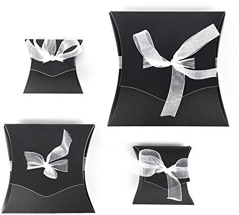 ewtshop® Tafel-Geschenkboxen, 4er Set mit 3m Schleife und 2 x Kreide