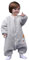 MIKAFEN Schläfsack Baby Langarm Winter kinderSchlafsack 2.0Tog,Hund Muster Baby Schlafsack mit Füßen Baumwolle Junge Mädchen Unisex ganzjahres Schlafanzug, Grauer Welpe,90/Baby Höhe 95-105cm
