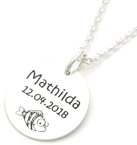 Sternzeichen Anhänger mit Gravur echt Silber Namenskette Taufkette