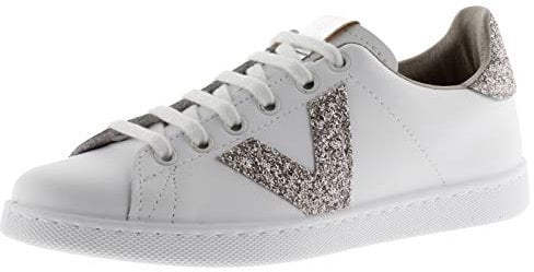 victoria Basket Tenis Piel & Logotipo & Trasera Glitter 1125188 para Mujer Nude 39