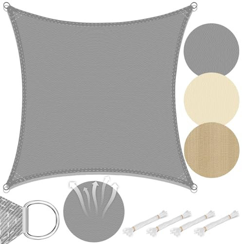 Laneetal Vela Ombreggiante Impermeabile, Telo Parasole in HDPE Anti UV 95% Protezione Tenda da Sole per Esterno, Tenda Parasole Rettangolare,Quadrato per Giardino, Balcone, Piscina
