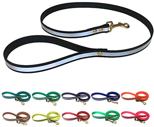 bio-leine Führleine Hundeleine mit reflektierendem Streifen aus Biothane, 19mm breit, schmutz- und wasserabweisend, 2,00 m Schwarz