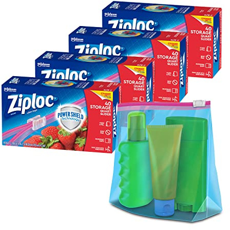 Ziploc Slider Storage Bags, Quart, 4 Pack, 40 Ct (160 Total Bags)