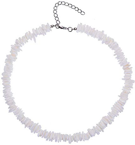 AMTBBK Natürliche Muschelkette, Weiße Muschelchips Shell Choker, Einstellbare Surfer Beach Choker, Hawaiian Beach Halskette Für Frau Mädchen