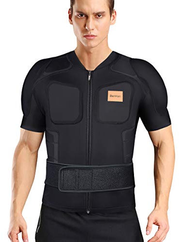 BenKen Skiing Body Short Protector Schutzausrüstung Pad mit Futter Motor Brust Schulter Rückenschutz verstellbare Jacke Damen Herren Obermaterial Gepolsterte (XL, Kurzarm)
