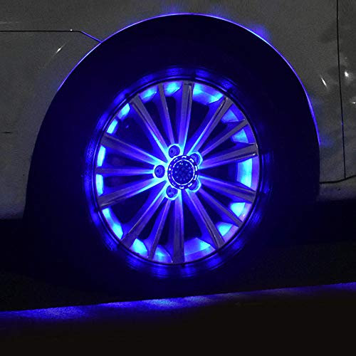 ZH-VBC Ambientebeleuchtung Auto, 4 Modi Solar Auto Rad Reifen Nabe Licht Hot Wheel, RGB Blinkende Bunte Außenleuchten, Sicherheitswarnlicht, Für Autoreifen Dekoration, 4 Stücke