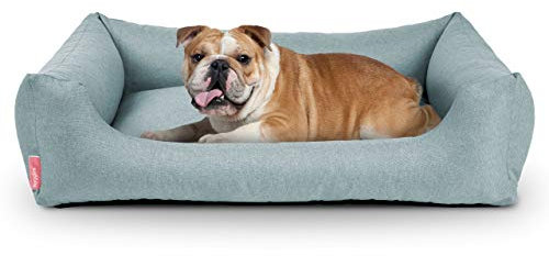 Hyggins Dreamer Pure Hundebett | Bezug abnehmbar und waschbar | Robust und pflegeleicht | Made in EU | in S, M, L, XL | in dunkelgrau, beigegrau, braun-anthrazit und eisblau (L 100 x 70cm, Eisblau)