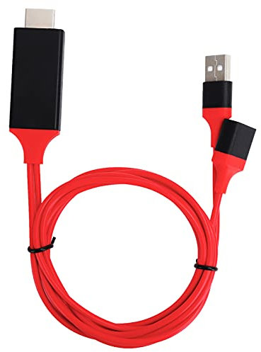 cigemay Cavo da USB a HDMI, 2 in 1 USB Maschio/Famale a Adattatore di Interfaccia Multimediale HD Interfaccia da Telefono a Proiettore/Monitor Cavo Compatibile HDMI per iOS/Android (Rosso)(Rosso)