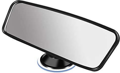 TIHOOK 200 x 60 mm Rückspiegel, Universal Innenspiegel mit Starker Saugnapf, Weitwinkelverstellbar 360° Drehbare Fahrlehrer Prüfer Spiegel Autoinnenspiegel für Auto, SUV, CRV, Vans, Trucks