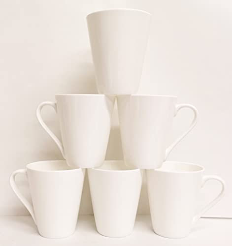 White Fine Bone China Mugs Set of 6 Richmond 12oz 350 ml Plain Cups