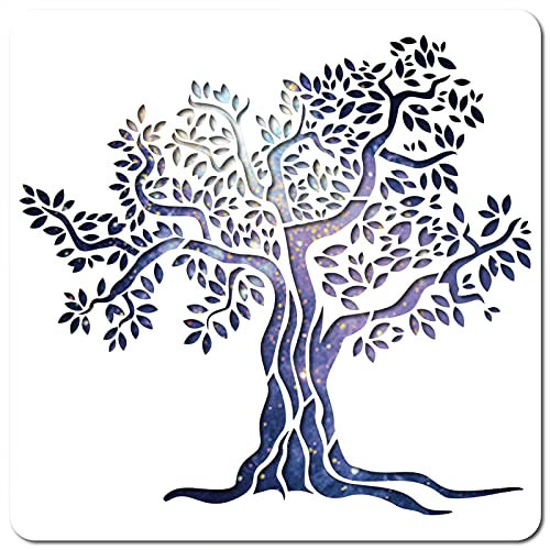 GORGECRAFT Baum des Lebens Schablonenvorlage Große 11.8x11.8 Zoll Wiederverwendbare Zeichen Wohnkultur Zum Malen Auf Holz Wand Scrapbook Karte Boden Zeichnung