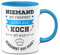 Tassenbrennerei Tasse mit Spruch Niemand ist perfekt aber als Koch ist man verdammt nah dran! - Kaffeetasse Berufe lustig Geschenk (Blau, Koch)